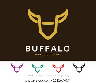 Abstract Buffalo Logo Symbol Template Design Vector, Emblem, Design Concept, Creative Symbol, Icon