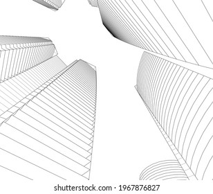 Abstract building 3d architectural drawing