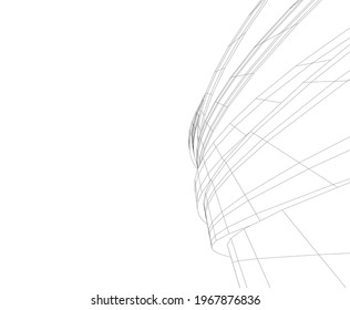 Abstract building 3d architectural drawing