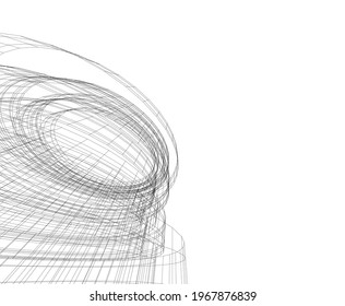 Abstract building 3d architectural drawing