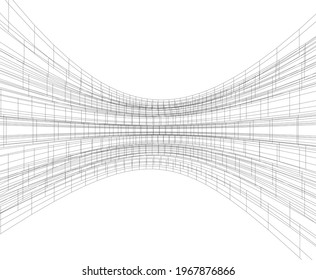 Abstract building 3d architectural drawing