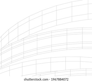 Abstract building 3d architectural drawing