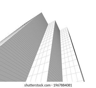 Abstract building 3d architectural drawing