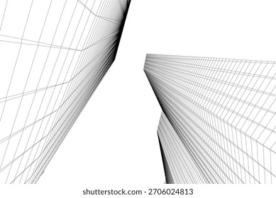 Abstract building 3d illustration. Architectural background 