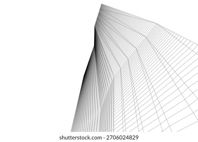 Ilustração 3d do edifício abstrato. Plano de fundo arquitetônico 