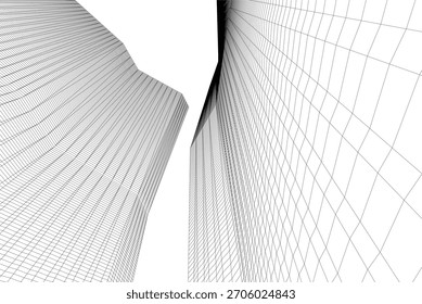 Abstrakte Gebäude 3D-Illustration. Architektonischer Hintergrund 