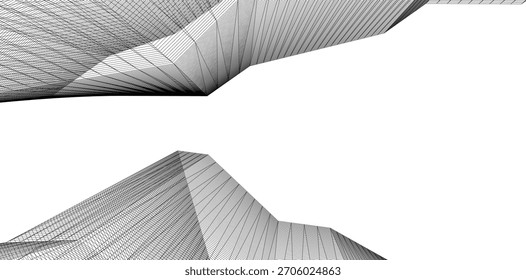 Edificio Abstractas 3D ilustración. Fondo arquitectónico 