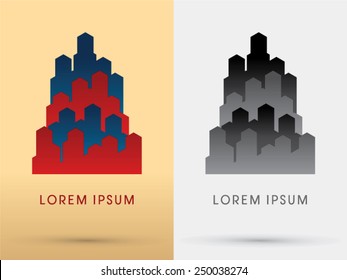 Abstract Building, architecture, logo, symbol, icon, graphic, vector.