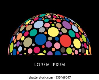 Abstract Building, dome, designed using colorful dots graphic vector