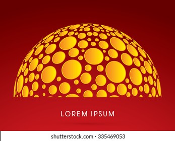 Abstract Building, dome, moon, designed using yellow dots graphic vector