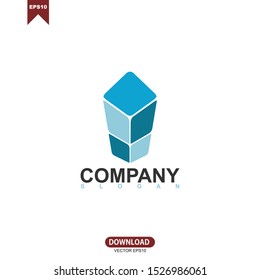 Abstract building ideas up arrow cube logo design vector illustration on background