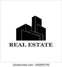 abstrakter Gebäudeideendesign-Vektorgrafik. Vorlage für das Immobilienlogo