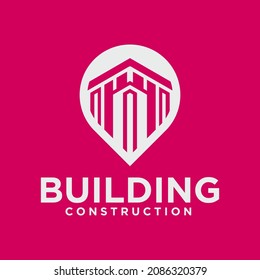 Abstract building logo design architect construction logo template architectural and construction 