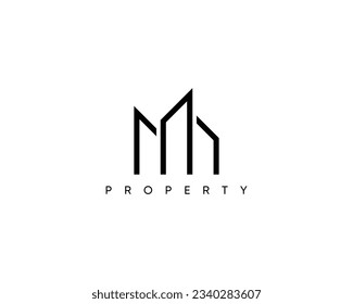 Abstract building logo design concept for real estate, apartment complex, property, residence, skyscraper and cityscape. Vector geometric structure city icon.