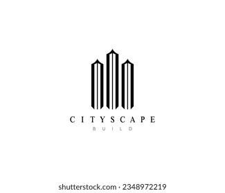 Abstract building logo design concept. Design for real estate, architecture, construction, cityscape and skyscraper.