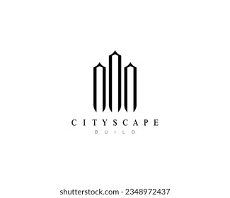 Abstract building logo design concept. Design for real estate, architecture, construction, cityscape and skyscraper.