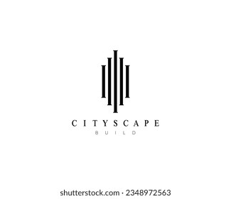 Abstraktes Design-Logo für Gebäude. Design für Immobilien, Architektur, Bauwesen, Stadtlandschaft und Wolkenkratzer.