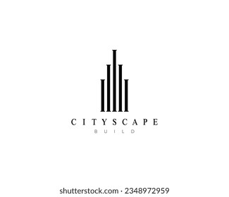 Abstract building logo design concept. Design for real estate, architecture, construction, cityscape and skyscraper.