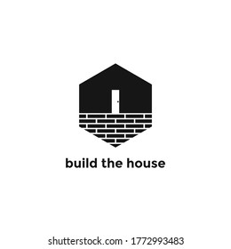 ABSTRACT BUILDING LOGO DESIGN ILLUSTRATION VECTOR GRPAHIC GOOD FOR PROPERTIES, RESIDENCE, APARTMENT. HEXAGON BRICK MONOCHROME COLOR