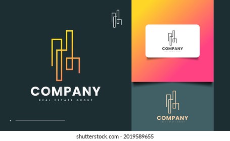 Abstraktes Design von Logos mit Linienstil für die Identität der Immobilienbranche. Design von Logos für Bau, Architektur oder Gebäude