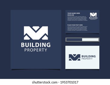 Abstract Building Logo Design For Real Estate Logo, Property Business Logo With Mockup Id Card.