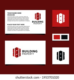 Abstract Building Logo Design For Real Estate Logo, Property Business Logo With Mockup Id Card.