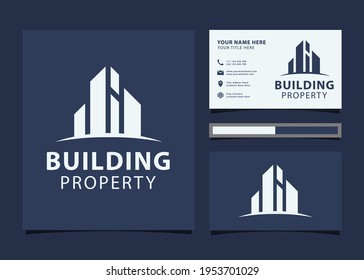 Abstract Building Logo Design For Real Estate Logo, Property Business Logo With Mockup Id Card.