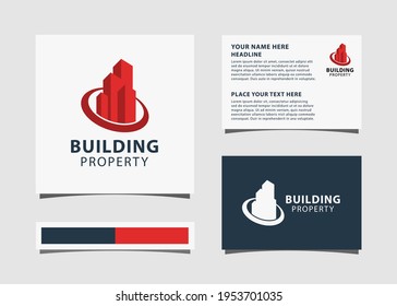 Abstract Building Logo Design For Real Estate Logo, Property Business Logo With Mockup Id Card.