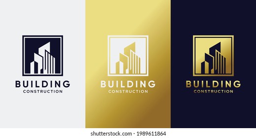 Abstract building logo design template for construction with modern concept and gradient style color