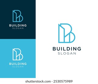 Logotipo Abstractas del edificio. Letra B con diseño de logotipo de Vector de construcción.