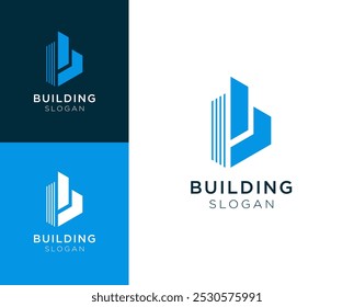 Logotipo de construção abstrato. Letra B com design de logotipo de vetor de construção.