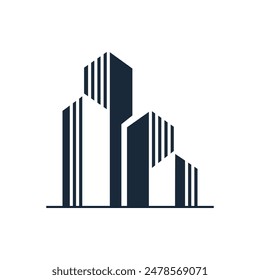 abstract building logo line art simple vector