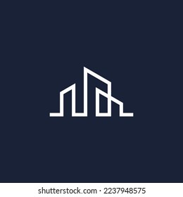 monograma de línea de logotipo de construcción abstracta