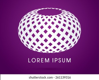 Abstract  building, Nest, designed using white line and geometric shape on purple background ,logo, symbol, icon, graphic, vector.
