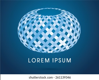 Abstract  building, Nest, designed using blue line wicker ,logo, symbol, icon, graphic, vector.