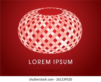 Abstract  building, Nest, designed using red pink line wicker ,logo, symbol, icon, graphic, vector.