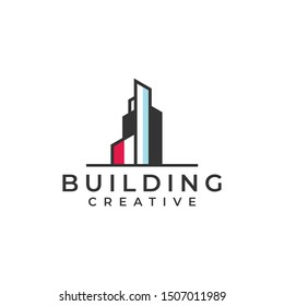 abstract building outline logo - light background vector design