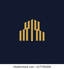 an abstract building real estate logo design