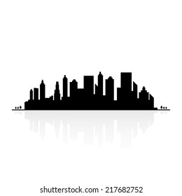 Abstract Building Silhouettes On White Background Stock Vector (Royalty ...