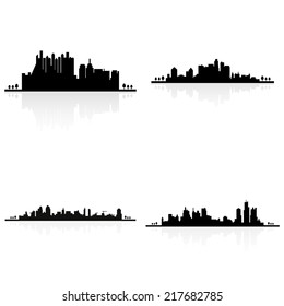 abstract building silhouettes on a white background