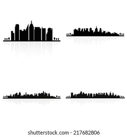 abstract building silhouettes on a white background