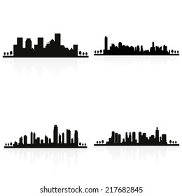 abstract building silhouettes on a white background
