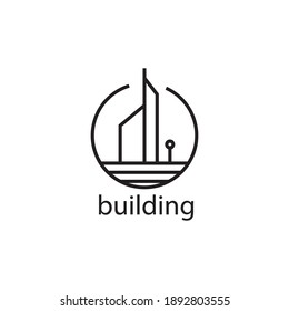 abstract building vector illustration line logo circle design template