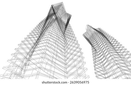 Abstract buildings 3d. Architectural background