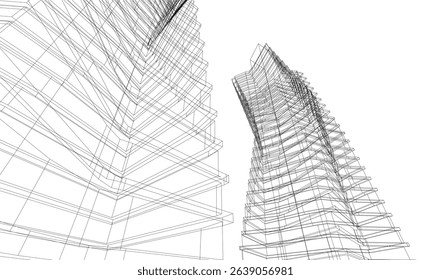 Abstract buildings 3d. Architectural background