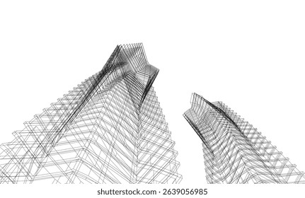 Abstract buildings 3d. Architectural background