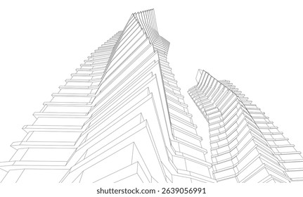 Abstract buildings 3d. Architectural background
