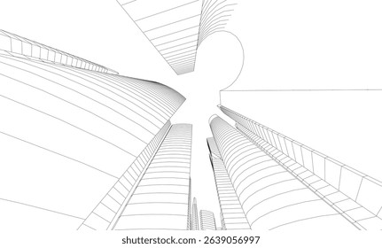 Abstract buildings 3d. Architectural background