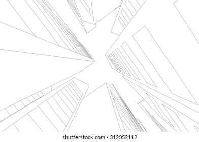 Abstract buildings 3d. Architectural background 
