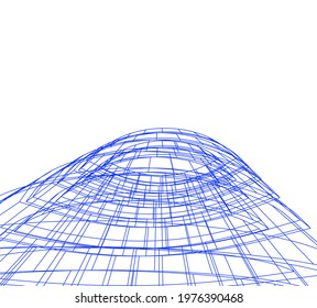 Abstract buildings 3d architectural drawing
